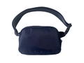 Detail of navy blue waterproof nylon waist bag showing adjustable strap and plastic buckle - 20*14*5cm / Navy Blue