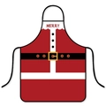 Waterproof Christmas Santa apron in red and white with Merry text and belt detail - Merry Santa - Red
