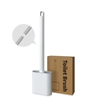 Brosse de toilette en silicone blanc avec manche amovible et boîte de rangement chic - Blanc Amélioré