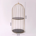 Golden double-layer birdcage organizer with black marble shelves and 49cm height - Double Tier - Black Gold (Marble Texture)