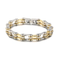 Two-tone gold and silver bicycle chain bracelet with micro-pave diamond accents - 23cm Gold & Silver Style (KB69276)