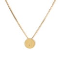 Minimalist golden round pendant necklace with embossed letter J on a fine chain - Letter J (KN118648-K)