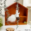 White flocked squirrel Christmas ornament with natural pinecone, 14cm width hanging decor - White Squirrel on Pine Cone
