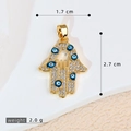 Goldener Hamsa-Hand-Anhänger mit blauem bösen Blick und funkelnden Strasssteinen - Gold Mikropavé Blaue Augen