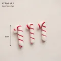 3Pcs red and white wool felt candy cane Christmas tree decorations for DIY crafts - No.7 Pack of 3-Spiral Candy Cane