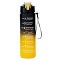 1L gradient black and yellow sports water bottle with time markers and motivational quotes - Black Yellow Gradient