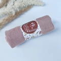 Lotus pink pleated cotton viscose scarf in roll packaging with floral paper seal - Style #29