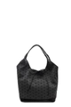 Borsa tote casual nera con motivo a pois e dettaglio fiocco in pelle da donna - Fiocco Nero
