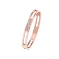 Elegant rose gold hollow titanium steel bangle with double row pavé cubic zirconia - 8mm Rose Gold