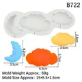White silicone mold for cloud and moon shapes with colorful cake topper samples - 3#B722 Grey (Cloud Moon)