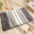 Plush striped bathroom mat in gradient grey and white tones with soft non-slip texture - Piano Keys-Cloud Grey