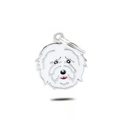 Cute white Bichon dog charm pendant in zinc alloy with silver metal edges for keychains - 39 West Highland Terrier