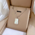 Detailed view of silver mermaid pendant necklace with white mother-of-pearl in a gift box - Silver (M116 Silver)