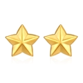 3D star-shaped stainless steel stud earrings with 18K gold plating on white background - Star Stud Earrings Gold (MS-430)