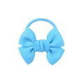 Close-up of a light blue ribbon bow hair tie with ribbed texture on white background - Light Blue