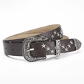 Vintage donkerbruine PU-lederen riem met sternagels en bewerkte western gesp - 107cm*2.8cm / koffiekleur