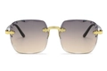 Frameless square sunglasses with grey gradient lenses and wavy scalloped edges - Gray to Tea Gradient (Upgraded)