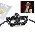 Elegant black lace masquerade mask with intricate floral patterns for party wear - 018 Flower Center