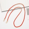 Red leather and gold metal interwoven crossbody phone strap with lobster clasps - Red