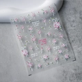 Self-adhesive floral nail art stickers with pink roses and lilies pattern, model MN-186 - Pink Rose & Lily Style (MN-186) / MN-186