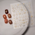 Golden embossed 3D nail art stickers with butterfly and star patterns for manicure - Gold Bronzing Butterfly Star Moon Style (CO-094)