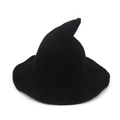 Cappello da strega nero in maglia per Halloween con trama a uncinetto e punta pieghevole - M (56-58cm) / Nero
