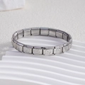 Bracelet à breloques italien en acier inoxydable avec modules à motifs floraux - Fleur d'Argent (BD-176) / Argent