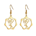 Elegant gold stainless steel flower earrings with hollow petal design and scalloped edge frame - Gold Color Poppy