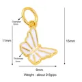 Golden butterfly pendant with white oil drip finish and detailed size measurements - Bee Black Plated L358926-Gold