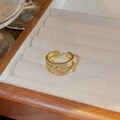 Elegant gold double-layer open ring with sparkling pavé zircons in a jewelry box - J529 Double-layer Rope Knot Open Ring