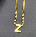 18K gold plated Cuban chain necklace featuring a bold uppercase Z initial pendant - Letter Z / Gold
