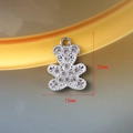 Silver bear pendant with sparkling rhinestones for DIY jewelry making, 20mm x 15mm - 116 Silver