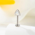 F136 titanium stud with silver triangle top, white inlay and triple crystals decoration - 1.2mm*6mm / Magic White AB (Single)