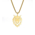 Polished gold hollow lion head pendant necklace with minimalist snake chain for men and women - Box Chain 60cm / Gold