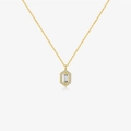 Elegante collana in argento dorato con pendente esagonale e pietra in zirconia chiara - Argento 925 / Oro