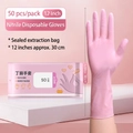Pink 12-inch nitrile gloves in a 50-pack, extra long and durable for household cleaning - 50 Pink 12-inch M Size Pieces