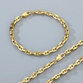 Conjunto de joyas de cadena de ancla dorada de 5mm con collar y pulsera de acero titanio - Pulsera de 5mm (21cm) / Dorado