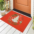 Rote Weihnachts-Fußmatte mit weißen Bäumen und Geschenkmustern für den Hauseingangsbereich - 40*60cm / Rote Weihnachtssymbole (CHDT-2024-01300)