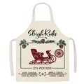 Detalle del delantal de lino navideño con texto de trineo y diseño festivo en color beige - 47x38cm (Niños) / Estilo 12/Escena de Navidad Beige