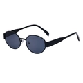 Klassische runde Sonnenbrille für Damen in Schwarz mit dunklen Gläsern und Design - Schwarzer Rahmen Graue Gläser