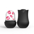 Black rose silicone ice face roller massage tool for skincare routine with floral petals - New Rose Black