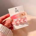 Pink Y2K style heart resin hair clips set with gradient BB clip for girls - Gradient Oval and Beaded Heart / Peach Style Set of 2