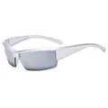 Y2K-Outdoor-Radbrille mit silbernem Stromlinienrahmen und hellgrauen Gläsern - Silberner Rahmen Silberne Spiegelgläser
