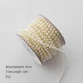 Creamy white 4mm faux pearl bead string for Christmas tree decor, 10m roll length - 4mm White Pearl 10m