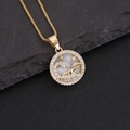 Detail of 18K gold necklace with white shell pendant and moon-star motif on black stone - 8#Scorpio