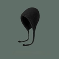 Women's black knitted beanie with warm ear protection in soft high-quality yarn - Solid Bag Hat-Black