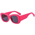 Retro Y2K oversized square frame sunglasses in hot pink plastic with dark grey lenses - Rose Red Frame Grey Lens