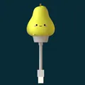 Cartoon pear silicone cable protector with cute smiling face and bright yellow finish - Remote Control - Pear