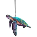 Flat acrylic turtle hanging ornament with vibrant purple and orange color gradient - B-Purple Gradient Turtle