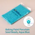 Aqua blue 4mm lacquered porcelain seed beads in a transparent bag for DIY jewelry making - Water Blue 4mm